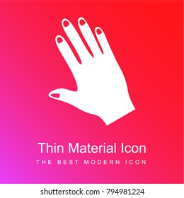 Hand of black human red and pink gradient material white icon minimal design