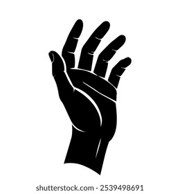 Mão ícone preto isolado mão humana preto silhueta vetor