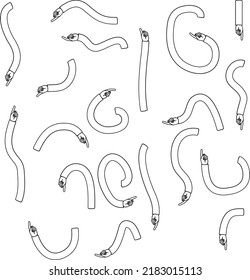 hand black, narrow arrows on a white background in different shapes