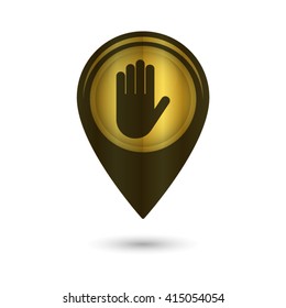 Hand - black vector icon; golden  map pointer