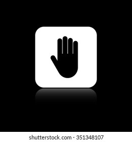 Hand - black vector icon on the white button