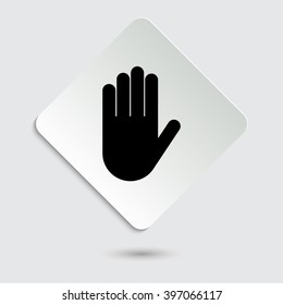 Hand - black vector icon on  a paper button