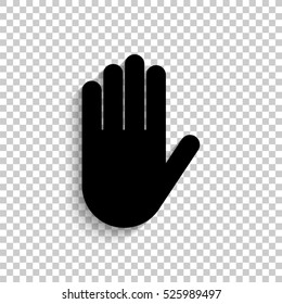 Hand - black vector  icon with shadow