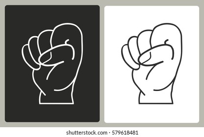 Hand - black and white icons. Vector illustration.