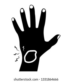Hand bleeding glyph icon design 