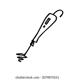 Mezclador de manos. Un elemento de los utensilios de cocina dibujados a mano. Ilustración del doodle vectorial