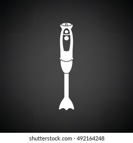 Hand blender icon. Black background with white. Vector illustration.