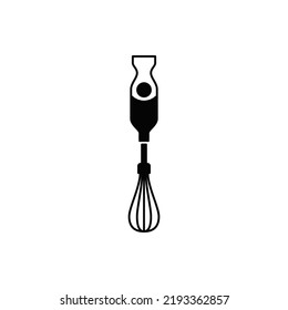 hand blender icon in black flat glyph, filled style isolated on white background