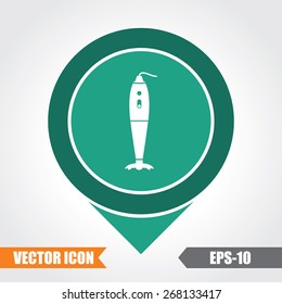  Hand blender Icon On Map Pointer. Eps.-10.