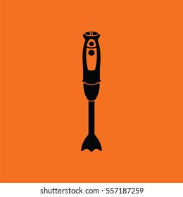 Hand blender icon. Orange background with black. Vector illustration.