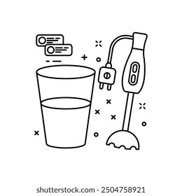 Hand Blender Outline Icon, Vector illustration