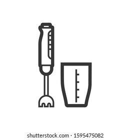 Hand blender outline single isolated vector icon. Kitchen appliances and electronics illustration on white background
