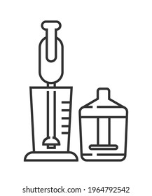 Hand blender pixel perfect icon vector. Kitchen small appliances line sign. Household tools symbol for app, web. Cooking equipment for bread is shown.