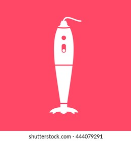 Hand Blender white icon on magenta color background. Eps-10.