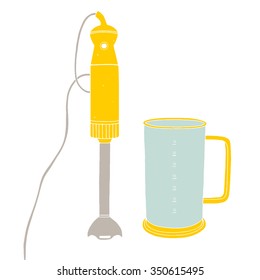 Hand Blender.Vector Cartoon Illustration On The White Background 