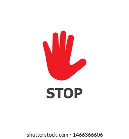 Hand blocking logo Stop Icon vector template