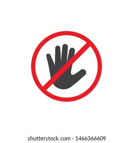 Hand blocking logo Stop Icon vector template