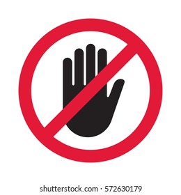Hand blocking sign stop. Vector illustration.