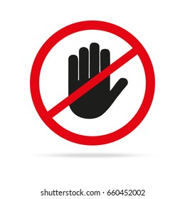 Hand blocking sign stop. Vector illustration.