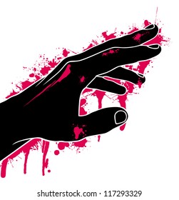 Hand in blood, abstraction, vector illustration