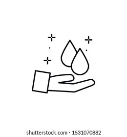 Hand, blood, drop icon. Element of Blood Donation icon. Thin line icon