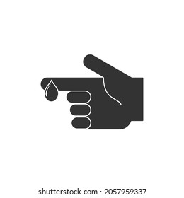 Hand with blood drop icon. Flat design vector illustration isolated on white background.