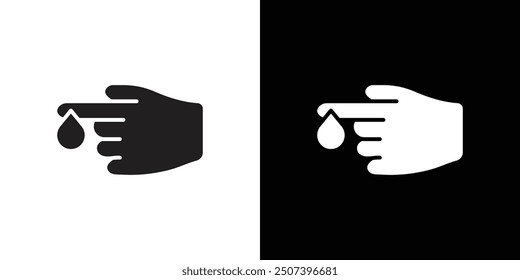 Hand with blood drop icon Flat vector set outline