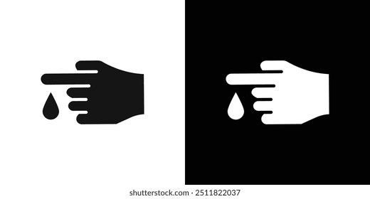 Mano con el icono de la gota de sangre colección plana del sistema del relleno