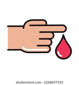 Hand mit Bluttropfsymbol einzeln