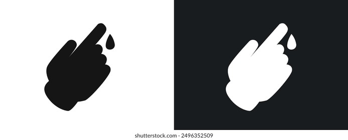 Hand with blood drop icon linear graphics set vector in black