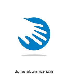 Hand and Blue Ball Vector Illustration Logo Template Illustration Design. Vector EPS 10.