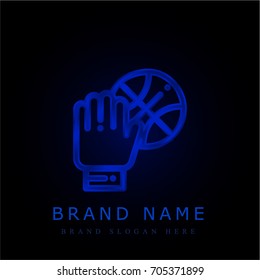 Hand blue chromium metallic logo