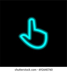 Hand blue glowing neon ui ux icon. Glowing sign logo vector