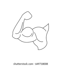 Hand of bodybuilder logo. Brawny arm isolated. Flat style. Logo. Sports emblem, icon