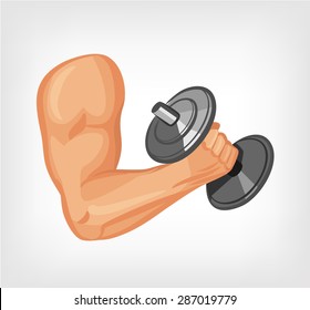 Hand of bodybuilder. Vector flat illustration
