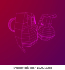 Hand bomb frag grenade wireframe low poly mesh vector illustration