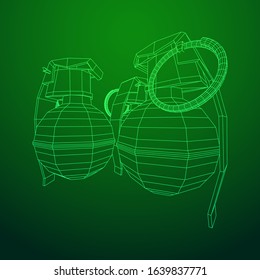 Hand Bomb Frag Grenade Wireframe Low Stock Vector (Royalty Free ...