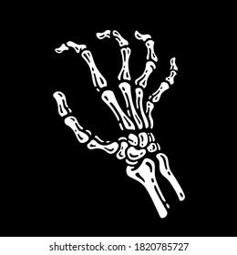 hand bone gestures in doodle style in black background