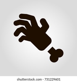 Hand with bone, Halloween concept isolated flat vector icon