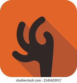 Hand bone icon, Halloween flat icon design vector illustration