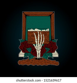 hand bone and screen printing illustration, hand bone vector, screen printing vector, editable and detailed