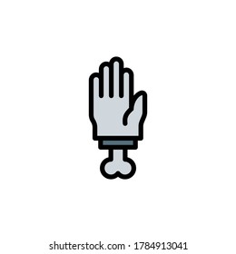 Hand with bone, tattoo icon. Simple color with outline vector elements of tattooing icons for ui and ux, website or mobile application