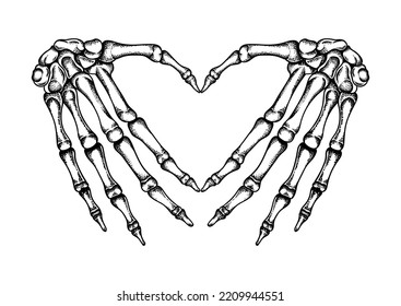 Hand bones heart illustration detailed and easy to edit