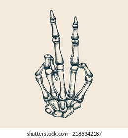 Hand bones peace finger vector detailed and easy to edit