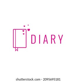 hand book diary line with love logo design vector graphic symbol icon sign illustration creative idea