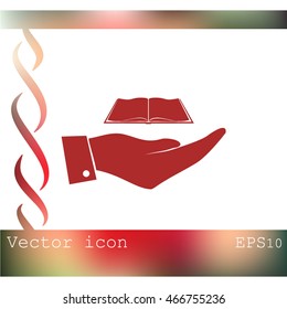 Hand with book icon