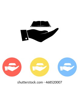 Hand with book icon