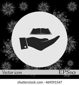 Hand with book icon