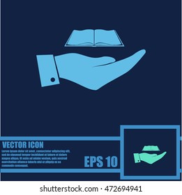 Hand with book icon