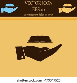 Hand with book icon